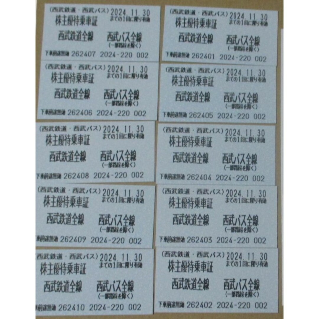西武鉄道 株主優待乗車証 10枚 チケットの乗車券/交通券(鉄道乗車券)の商品写真