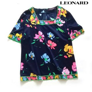 LEONARD - レオナール LEONARD■カットソー トップス トリムデザイン ネイビー