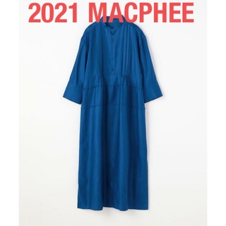 MACPHEE - 2021★マカフィー スーパーライトモールスキン ピンタックワンピース★ブルー