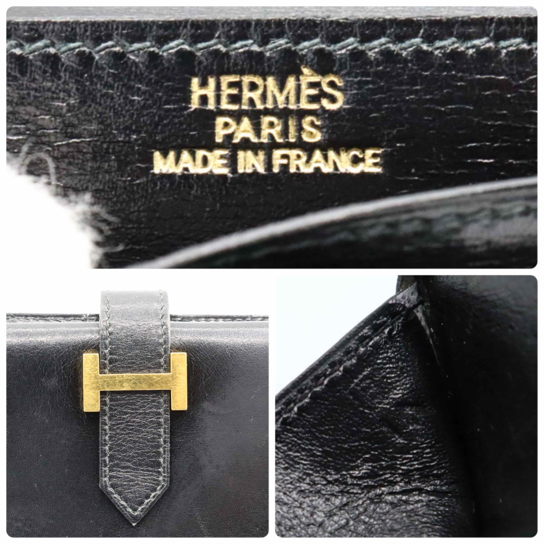 Hermes(エルメス)のエルメス　べアン　ボックスカーフ　長財布　ブラック メンズのファッション小物(長財布)の商品写真