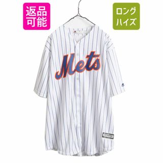 USA製 MLB オフィシャル Majestic メッツ ベースボール シャツ メンズ XXL / ユニフォーム ゲームシャツ メジャーリーグ 半袖シャツ 重ね着(ウェア)