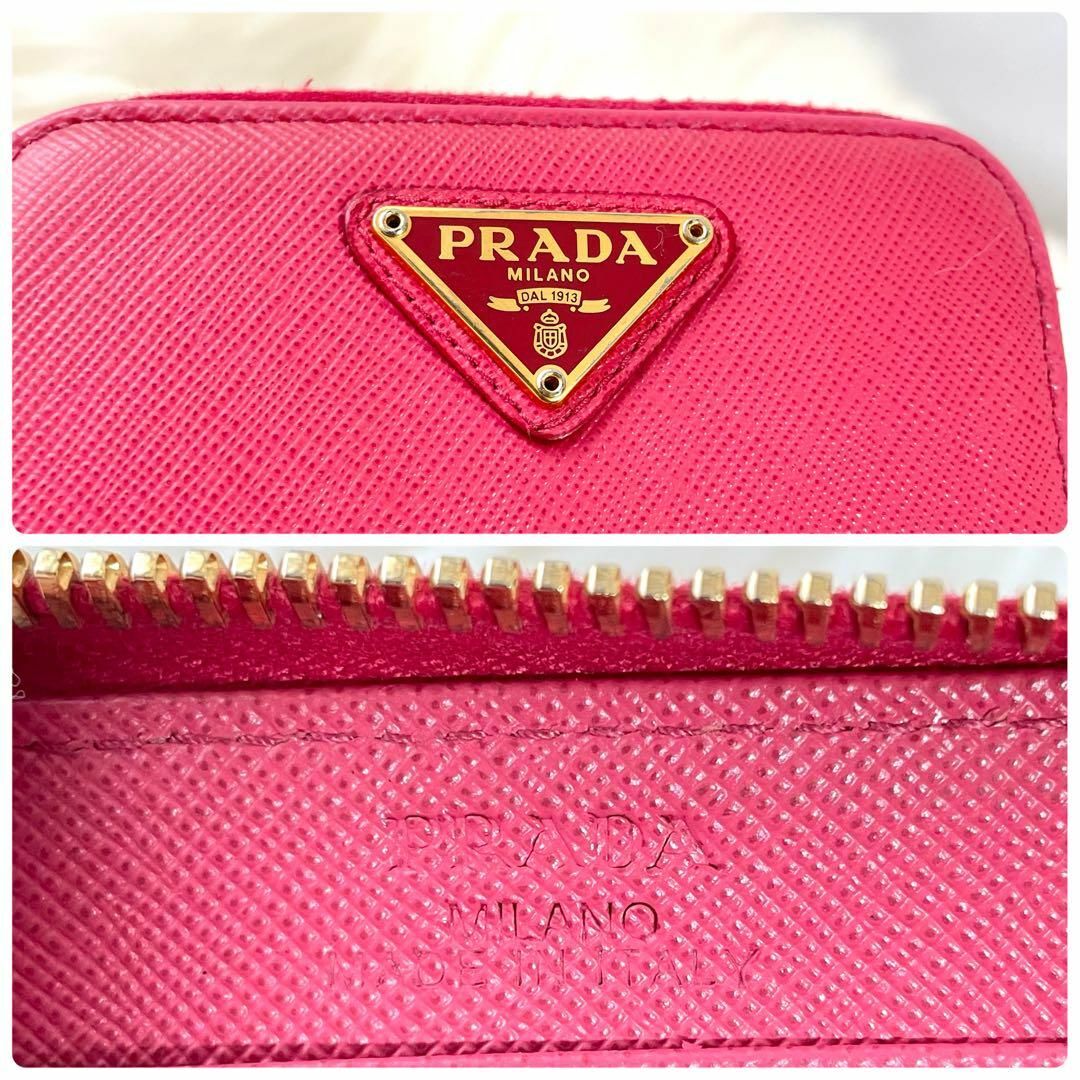 PRADA(プラダ)の【箱付・美品】プラダ　ピンク　コインケース　ラウンドジップ　サフィアーノ　450 レディースのファッション小物(財布)の商品写真