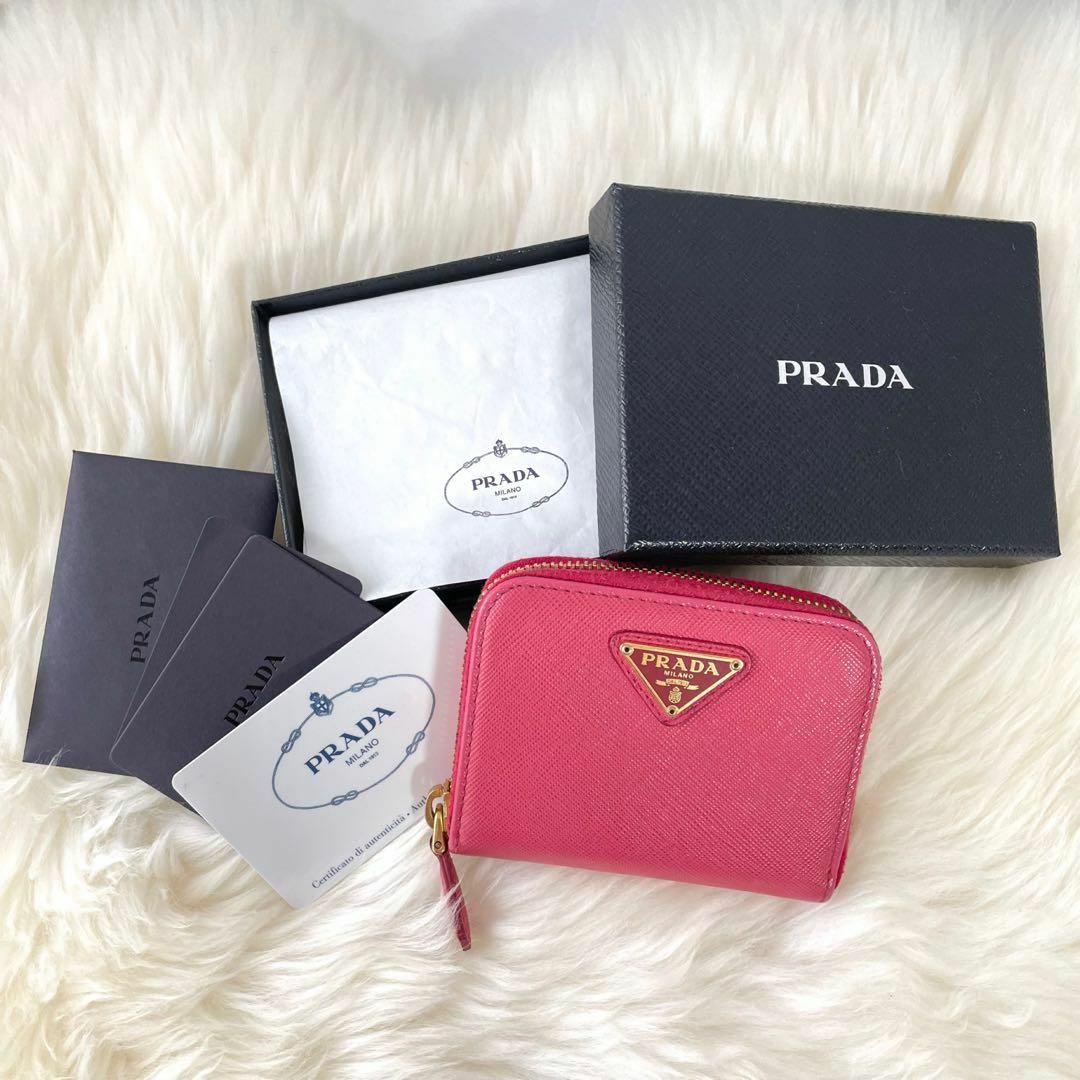 PRADA(プラダ)の【箱付・美品】プラダ　ピンク　コインケース　ラウンドジップ　サフィアーノ　450 レディースのファッション小物(財布)の商品写真