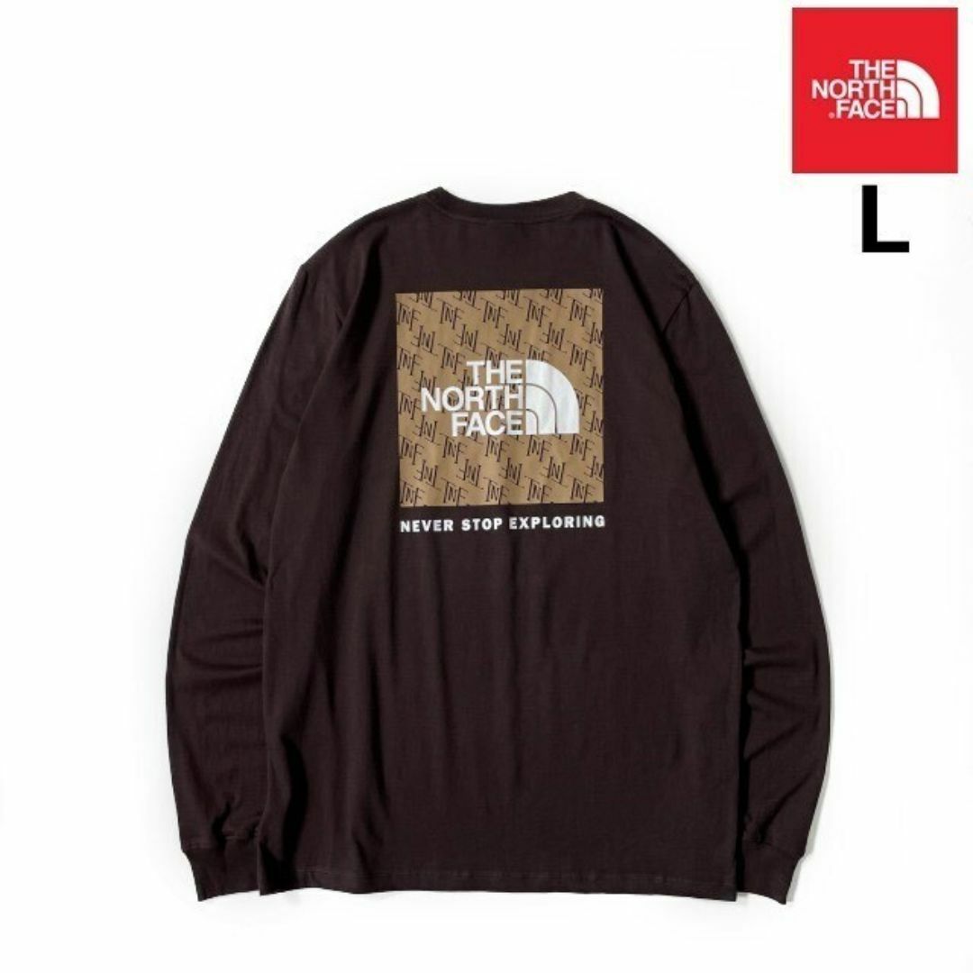 THE NORTH FACE(ザノースフェイス)のノースフェイス 長袖 Tシャツ US限定 ボックスロゴ(L)茶 180902 メンズのトップス(Tシャツ/カットソー(七分/長袖))の商品写真