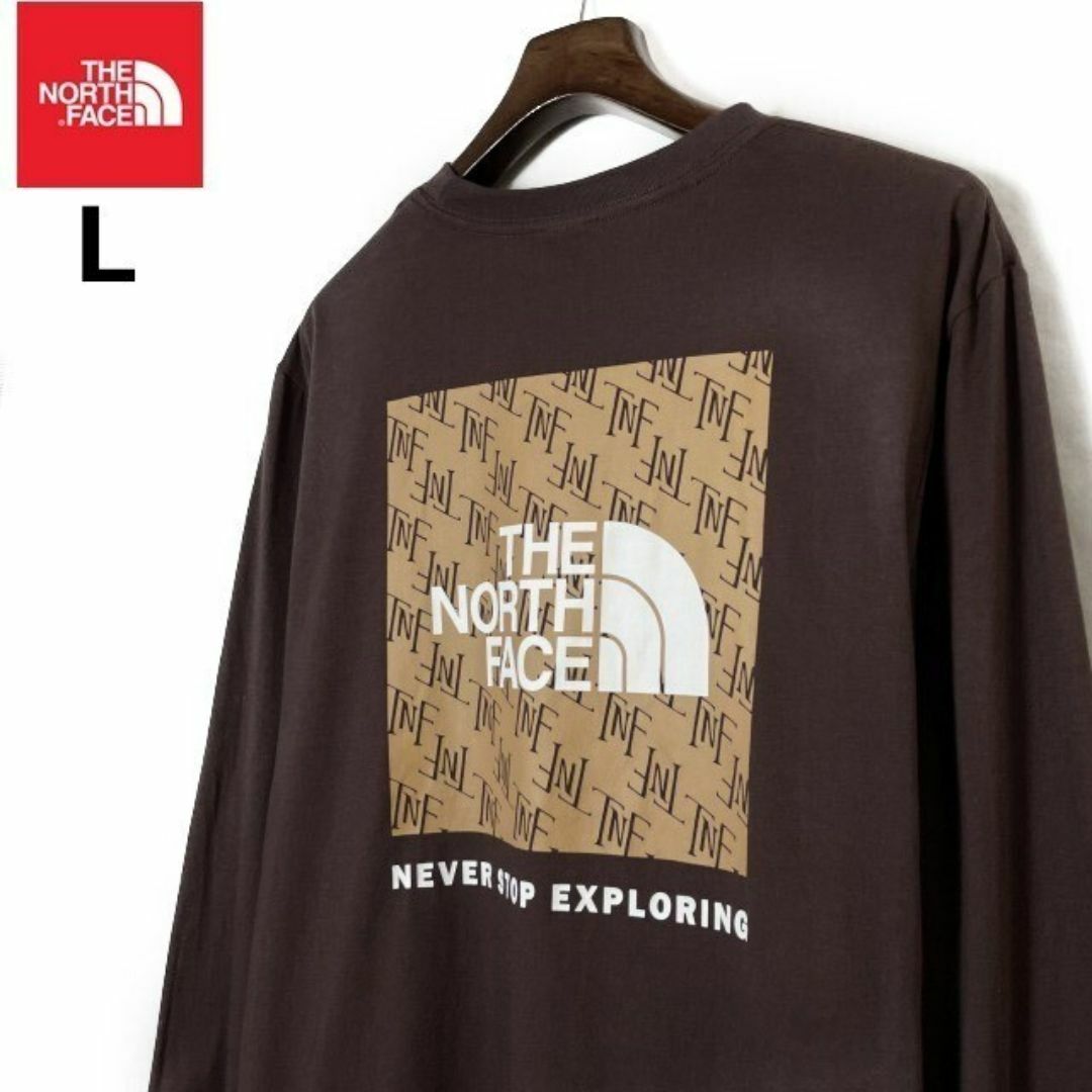 THE NORTH FACE(ザノースフェイス)のノースフェイス 長袖 Tシャツ US限定 ボックスロゴ(L)茶 180902 メンズのトップス(Tシャツ/カットソー(七分/長袖))の商品写真