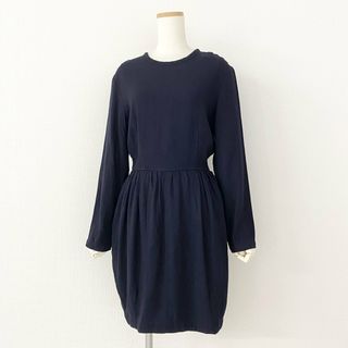 トリココムデギャルソン(tricot COMME des GARCONS)の76e14 90s tricot COMME des GARCONS トリコ コムデギャルソン 長袖ワンピース 膝丈ワンピース TO-08035Mサイズ M ネイビー レーヨン レディース 女性用(ロングワンピース/マキシワンピース)