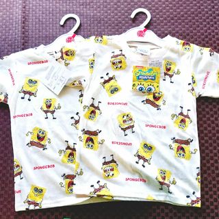 【新品未使用】みんな大好きスポンジボブTシャツ　2枚セット！　サイズ110㌢(Tシャツ/カットソー)