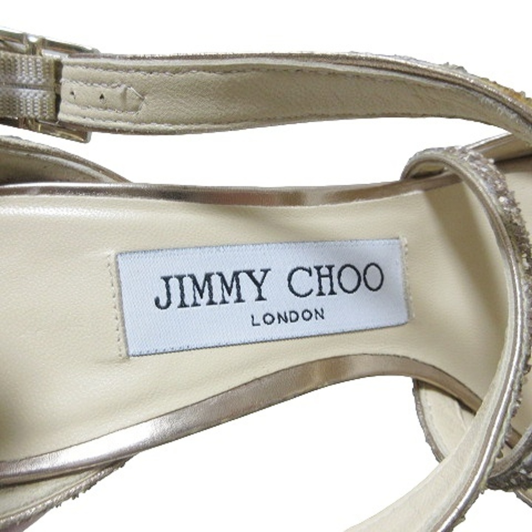 JIMMY CHOO(ジミーチュウ)のジミーチュウ 美品 グリッター サンダル オープントゥ ゴールド IBO53 レディースの靴/シューズ(サンダル)の商品写真