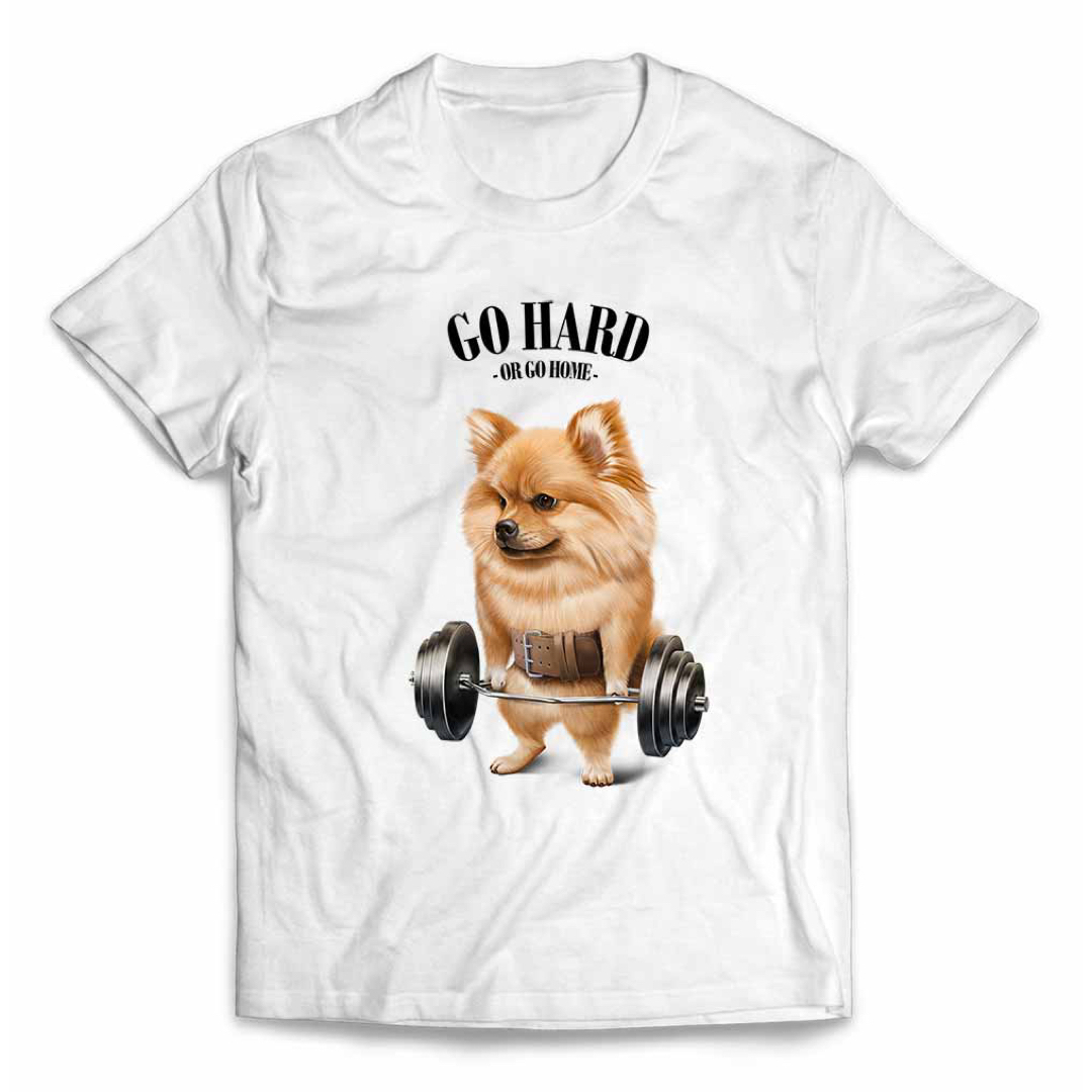 オレンジ ポメラニアン いぬ 犬 筋トレ Tシャツ メンズ レディース キッズ メンズのトップス(Tシャツ/カットソー(半袖/袖なし))の商品写真