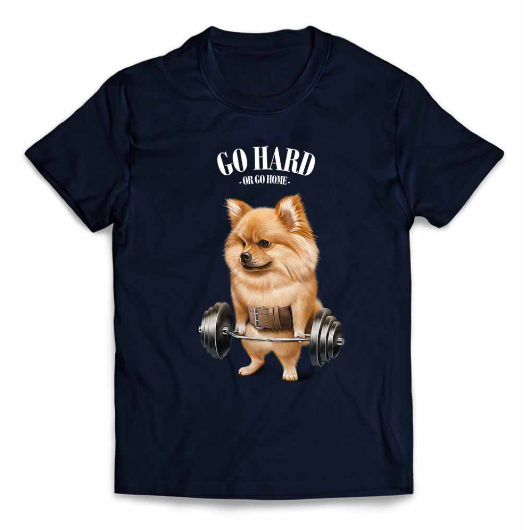 オレンジ ポメラニアン いぬ 犬 筋トレ Tシャツ メンズ レディース キッズ メンズのトップス(Tシャツ/カットソー(半袖/袖なし))の商品写真