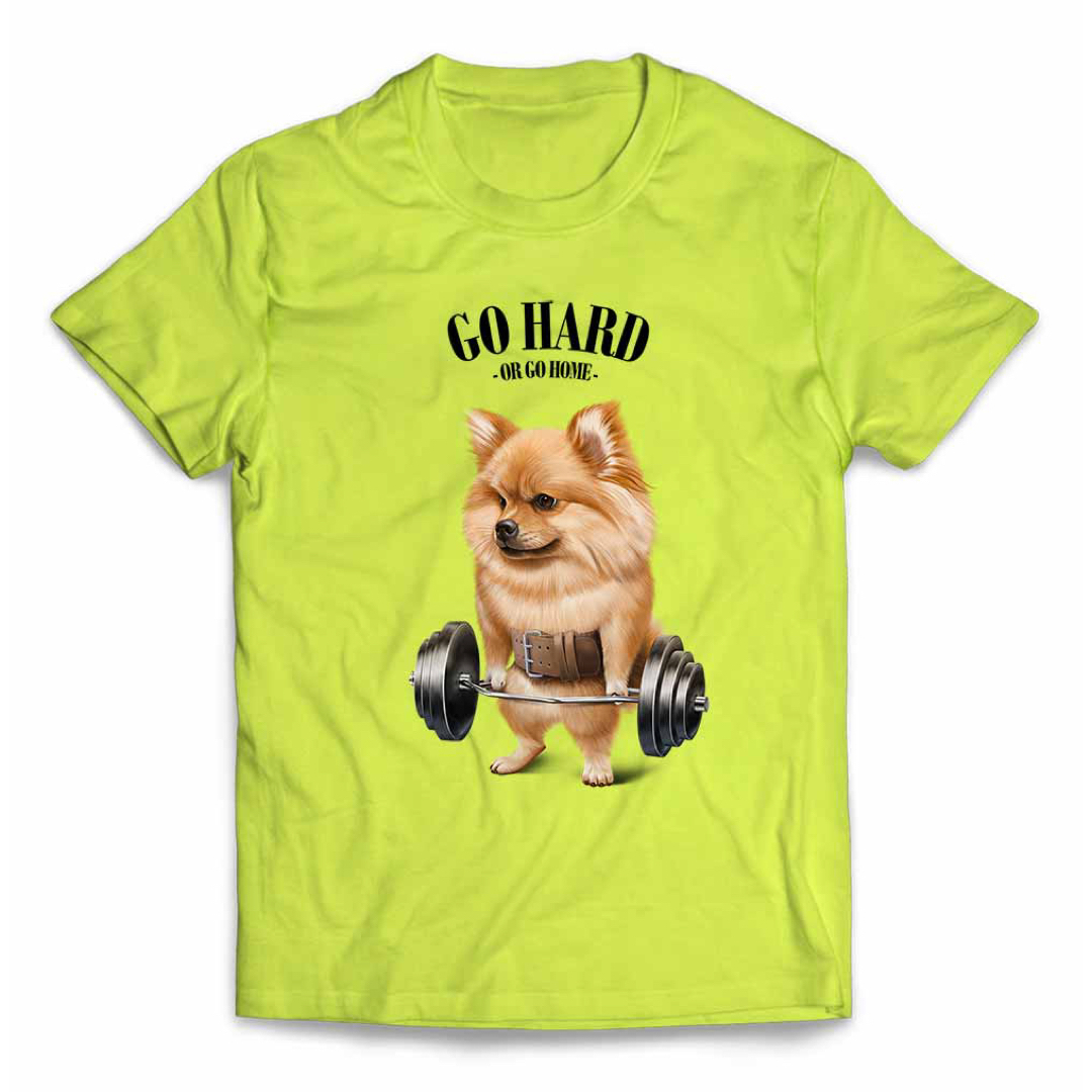 オレンジ ポメラニアン いぬ 犬 筋トレ Tシャツ メンズ レディース キッズ メンズのトップス(Tシャツ/カットソー(半袖/袖なし))の商品写真