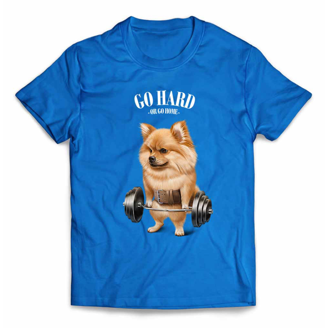 オレンジ ポメラニアン いぬ 犬 筋トレ Tシャツ メンズ レディース キッズ メンズのトップス(Tシャツ/カットソー(半袖/袖なし))の商品写真