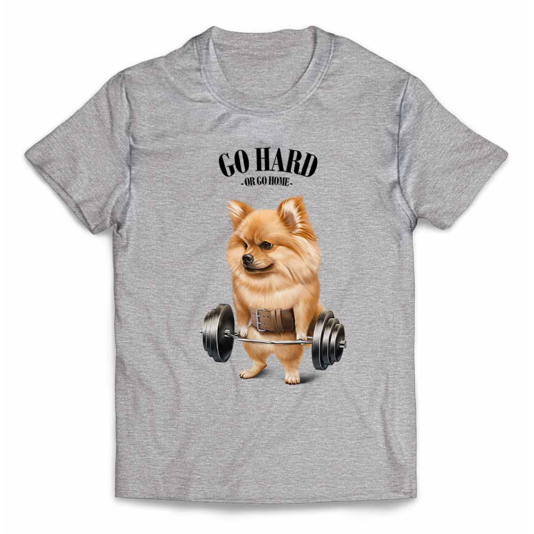 オレンジ ポメラニアン いぬ 犬 筋トレ Tシャツ メンズ レディース キッズ メンズのトップス(Tシャツ/カットソー(半袖/袖なし))の商品写真