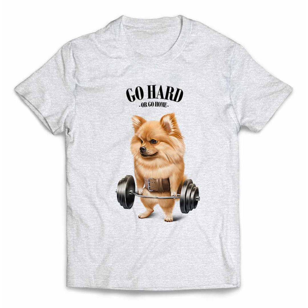 オレンジ ポメラニアン いぬ 犬 筋トレ Tシャツ メンズ レディース キッズ メンズのトップス(Tシャツ/カットソー(半袖/袖なし))の商品写真