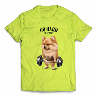 オレンジ ポメラニアン いぬ 犬 筋トレ Tシャツ メンズ レディース キッズ(Tシャツ/カットソー(半袖/袖なし))