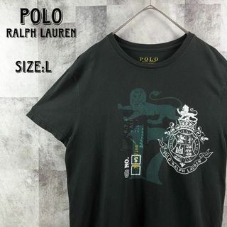 ポロラルフローレン(POLO RALPH LAUREN)の美品 ポロラルフローレン エンブレムビッグロゴ Ｔシャツ 半袖 ブラック L(Tシャツ/カットソー(半袖/袖なし))