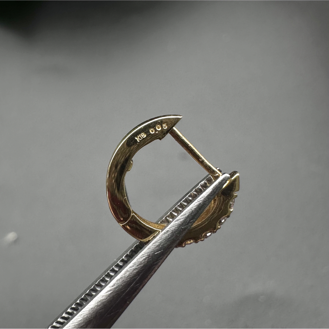 K18 YG ダイヤ 0.10ct リング ピアス レディースのアクセサリー(ピアス)の商品写真