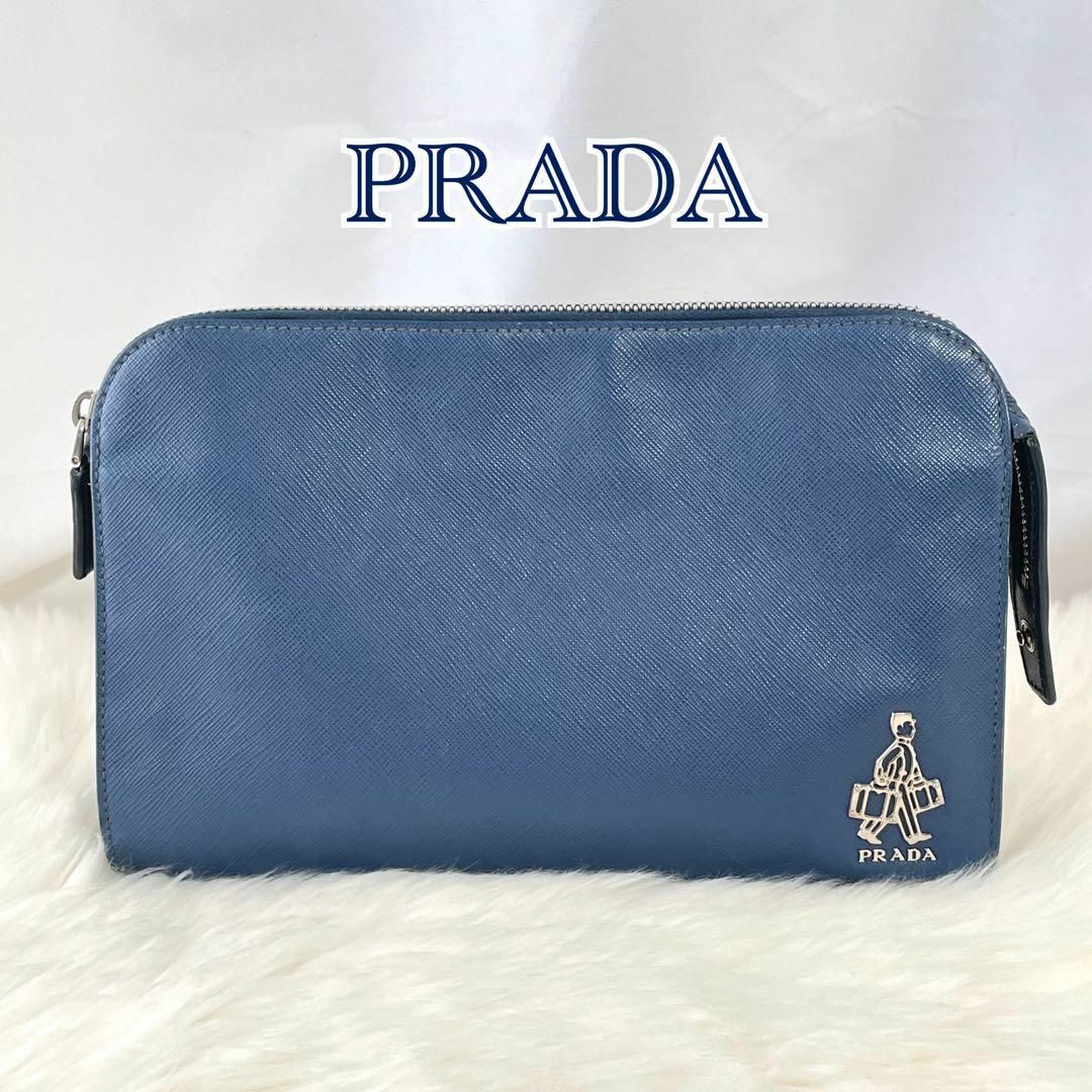 PRADA(プラダ)のプラダ　ポーター　クラッチバッグ　セカンドバッグ　ブルー　青　479 メンズのバッグ(セカンドバッグ/クラッチバッグ)の商品写真