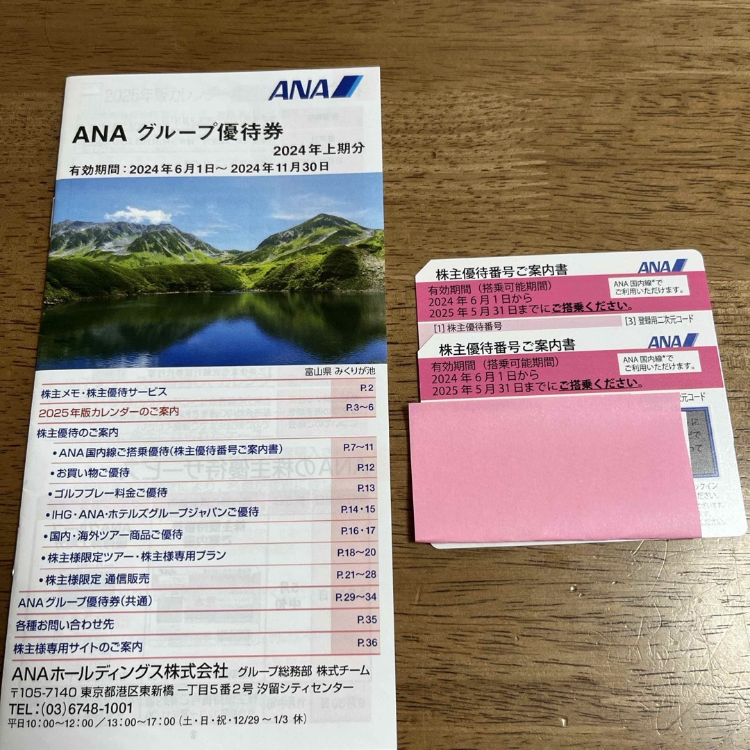 ANA(全日本空輸)(エーエヌエー(ゼンニッポンクウユ))のANA 株主優待券 2枚  グループ優待券付き チケットの乗車券/交通券(航空券)の商品写真