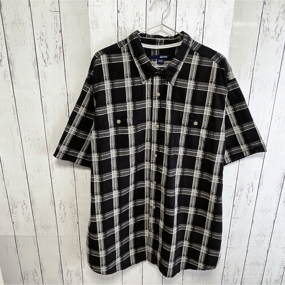 shirts(シャツ)のUSA古着　半袖シャツ　XXL　ブラック　チェック柄　コットン　オーバーサイズ メンズのトップス(シャツ)の商品写真