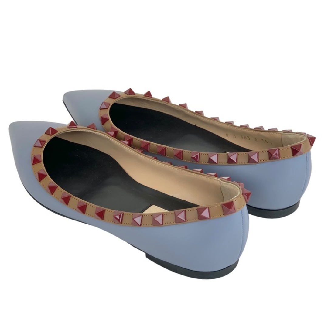 VALENTINO(ヴァレンティノ)のヴァレンティノ VALENTINO パンプス 靴 シューズ レザー ブルー系 ブラウン ボルドー フラットシューズ ロックスタッズ レディースの靴/シューズ(ハイヒール/パンプス)の商品写真