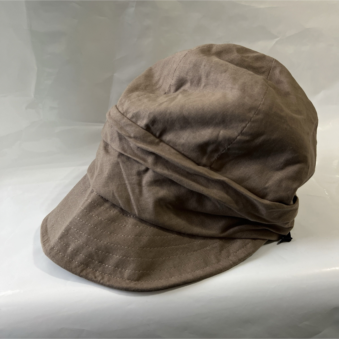 未使用　綿麻タックキャスケット　モカ レディースの帽子(キャスケット)の商品写真