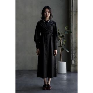 【CIEL'AIR】LAYERED SHIRT DRESS ブラック(ロングワンピース/マキシワンピース)