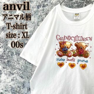 Anvil - IT60 US古着アンビル大人気アニマル柄デカプリントロゴ半袖ビッグTシャツ美品