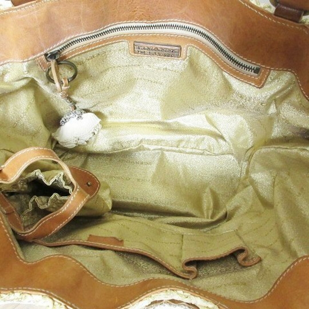 エルマノシェルビーノ かごバッグ 肩掛け スタッズ チャーム 鞄 IBO53  レディースのバッグ(かごバッグ/ストローバッグ)の商品写真