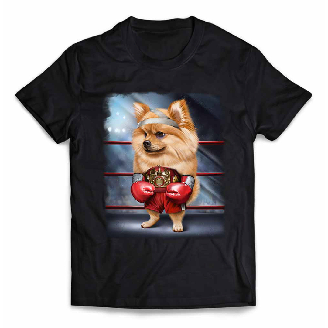 オレンジ ポメラニアン いぬ 犬 ボクシング チャンピオン 筋肉 筋トレTシャツ メンズのトップス(Tシャツ/カットソー(半袖/袖なし))の商品写真