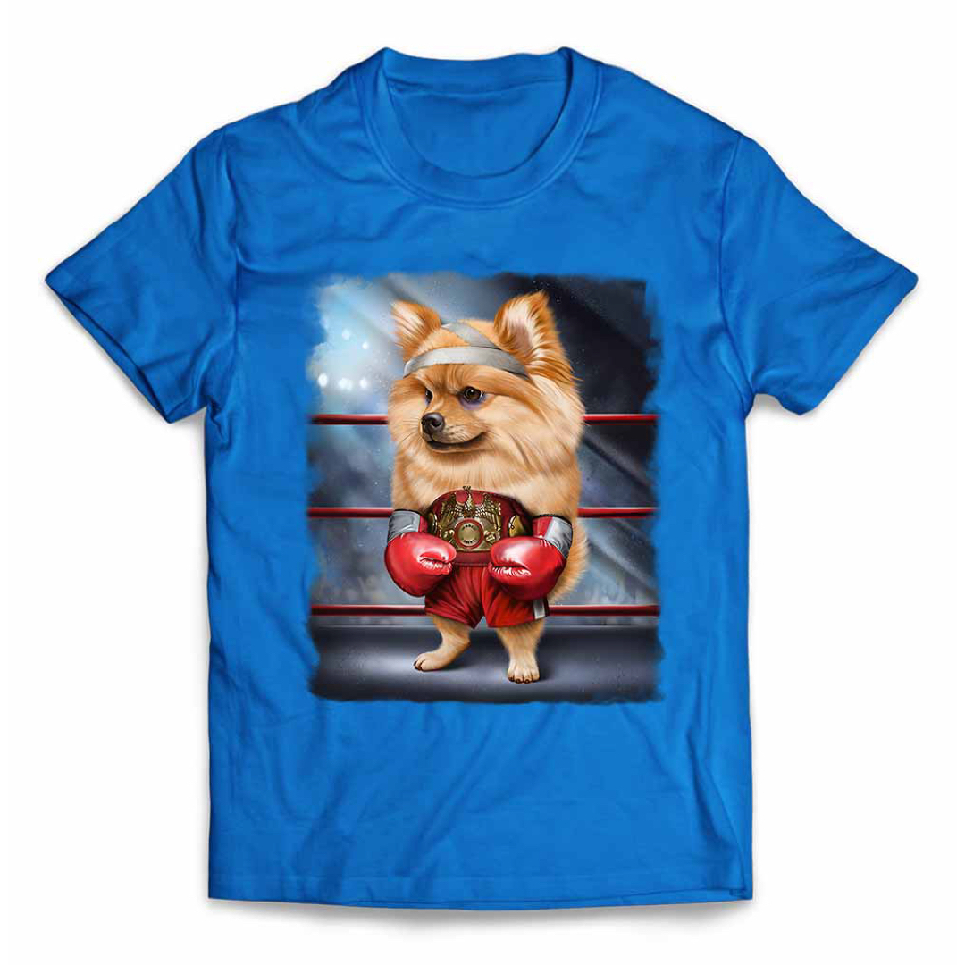 オレンジ ポメラニアン いぬ 犬 ボクシング チャンピオン 筋肉 筋トレTシャツ メンズのトップス(Tシャツ/カットソー(半袖/袖なし))の商品写真