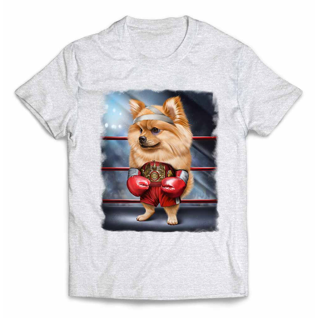 オレンジ ポメラニアン いぬ 犬 ボクシング チャンピオン 筋肉 筋トレTシャツ メンズのトップス(Tシャツ/カットソー(半袖/袖なし))の商品写真