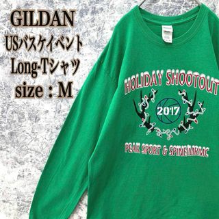 IT54US古着ギルダン米国バスケットボール大会バックプリントロゴロングTシャツ(Tシャツ/カットソー(七分/長袖))