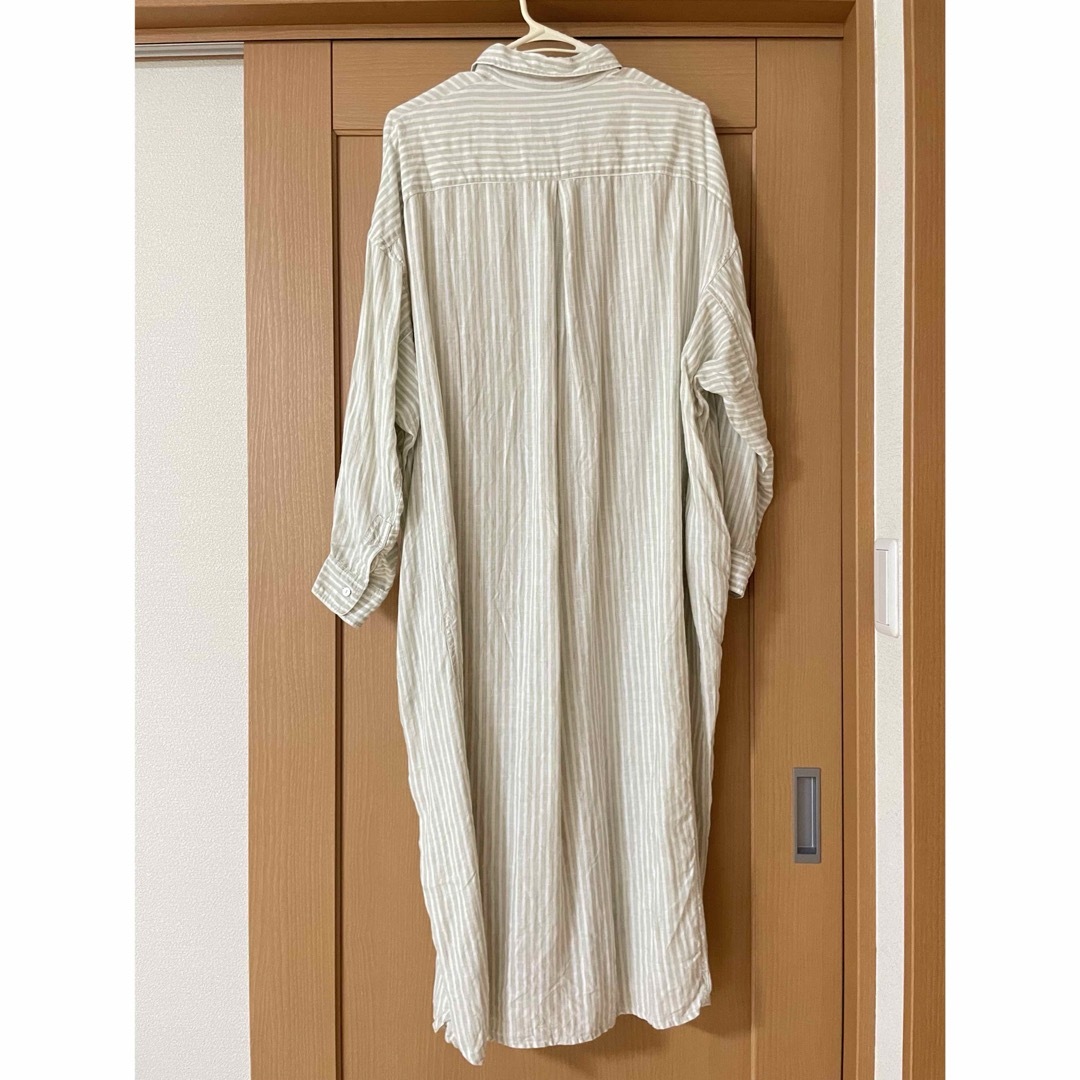 ARGUE(アギュー)のargue STRIPE LINEN SOLODITY SHIRT DRESS レディースのワンピース(ロングワンピース/マキシワンピース)の商品写真