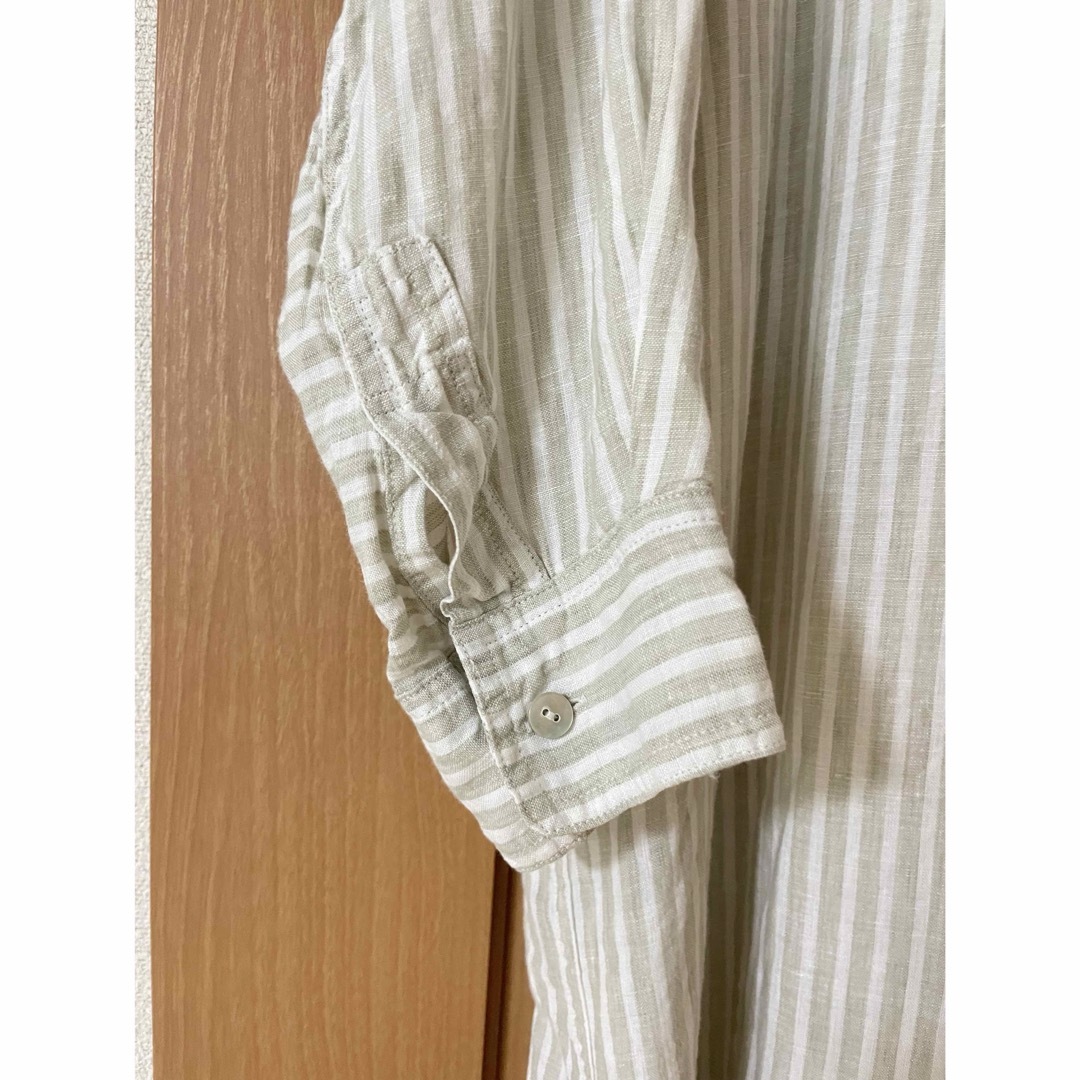 ARGUE(アギュー)のargue STRIPE LINEN SOLODITY SHIRT DRESS レディースのワンピース(ロングワンピース/マキシワンピース)の商品写真