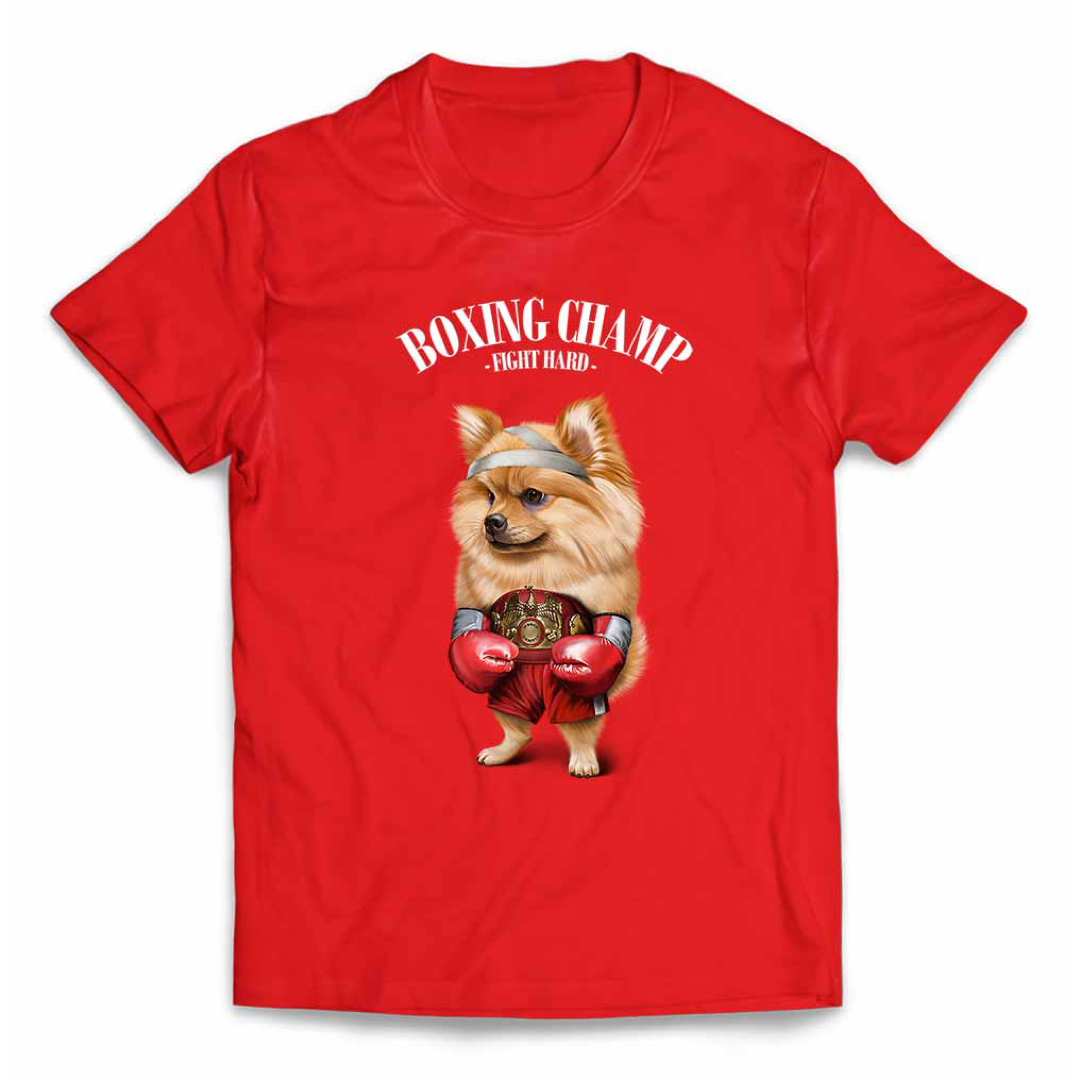 ポメラニアン いぬ 犬 ボクシング チャンピオン 筋トレ 半袖 Tシャツ メンズ メンズのトップス(Tシャツ/カットソー(半袖/袖なし))の商品写真