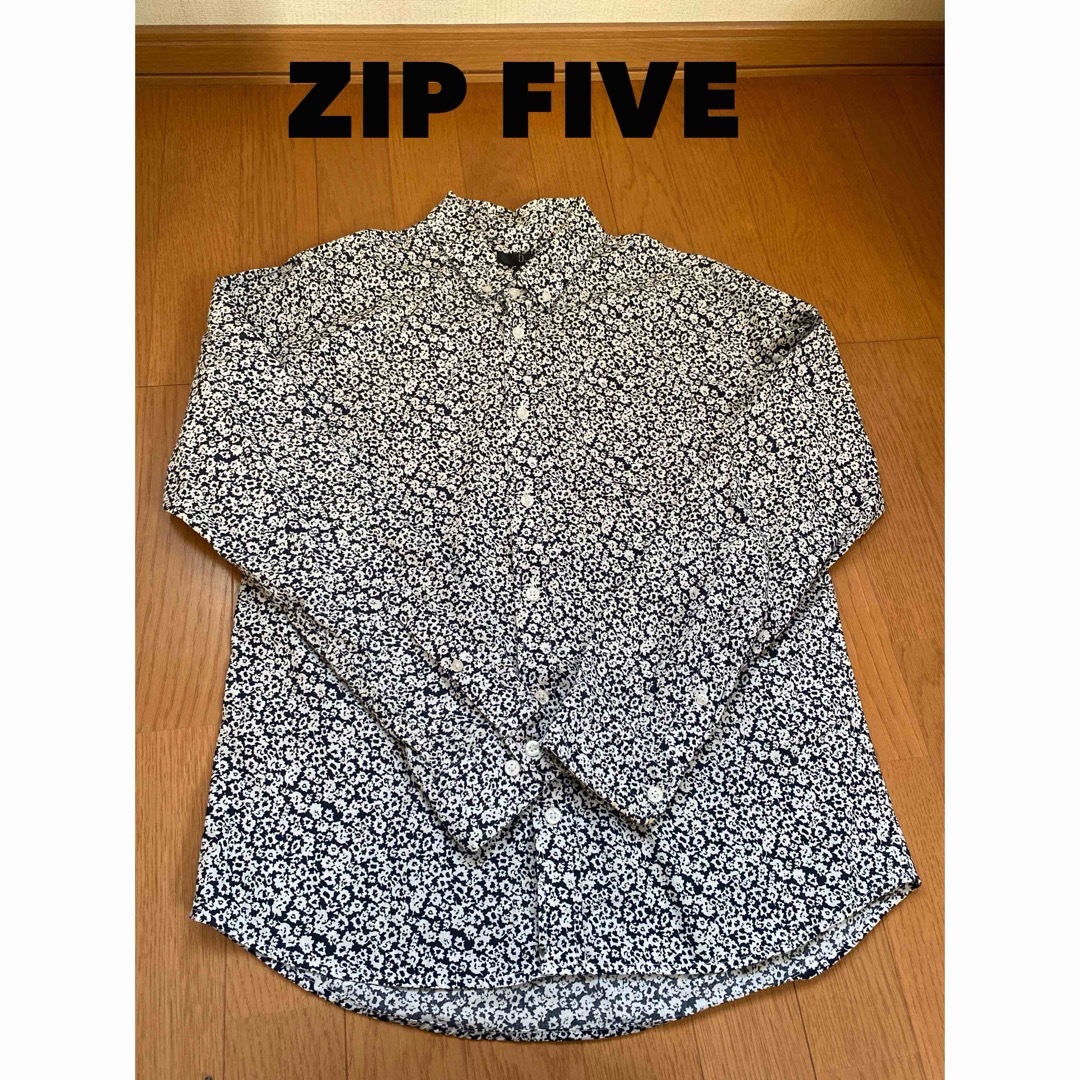 ZIP FIVE(ジップファイブ)のZIP FIVE ジップファイブ　小花柄　長袖シャツ　ネイビー地×白花柄 メンズのトップス(シャツ)の商品写真