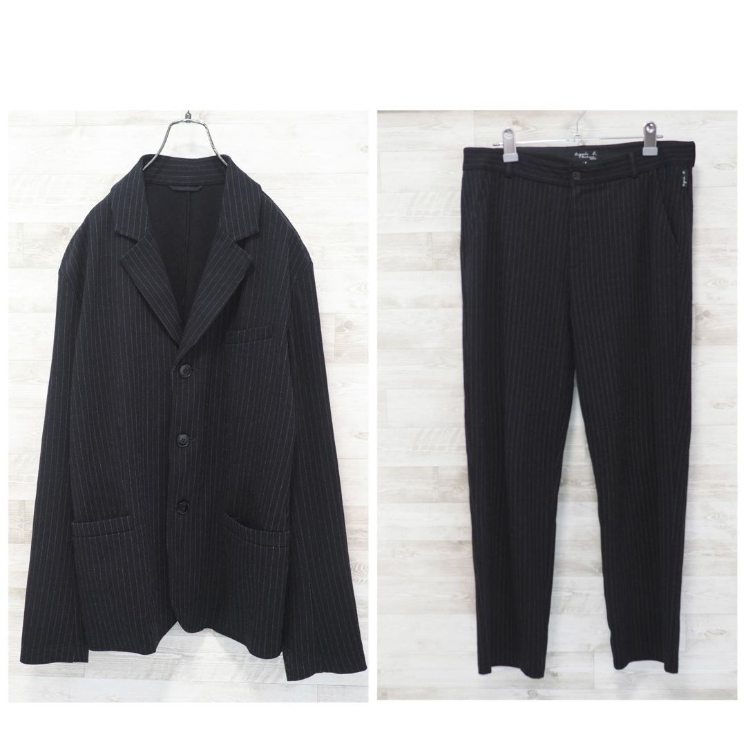 agnes b.(アニエスベー)のagnes b. homme 21SS ストライプジャージースーツ-Blk/2 メンズのスーツ(セットアップ)の商品写真