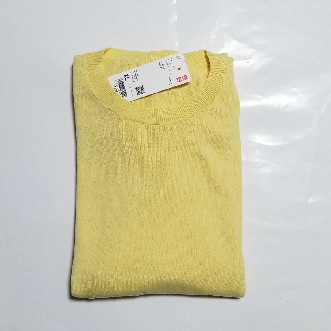 UNIQLO(ユニクロ)の新品 UNIQLO ウォッシャブルコットンクルーネックセーター イエロー メンズのトップス(ニット/セーター)の商品写真