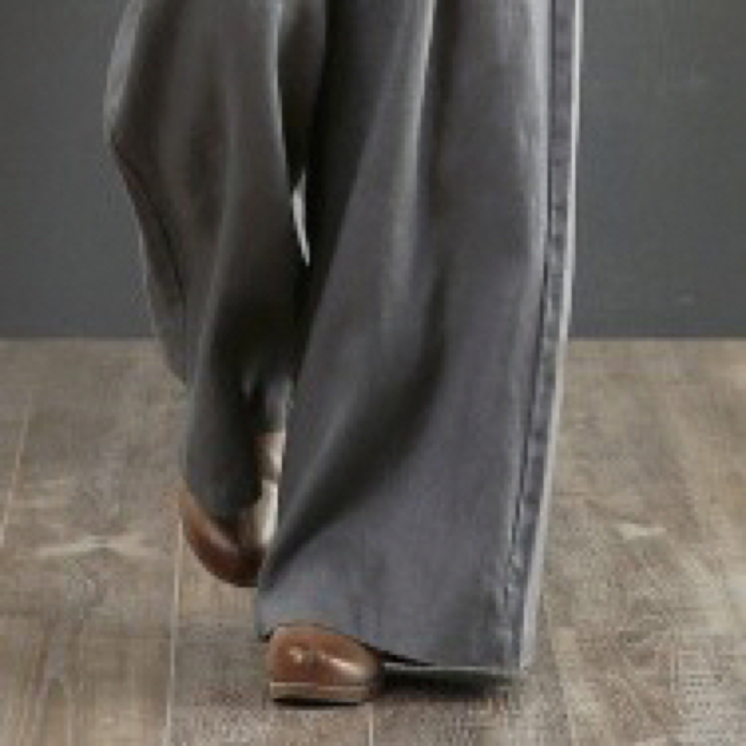 XL レディース ワイドパンツ カジュアルパンツ 綿 麻 体型カバー グレー 夏 レディースのパンツ(カジュアルパンツ)の商品写真