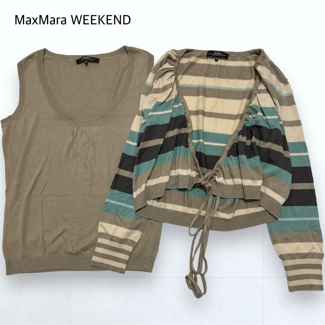Weekend Max Mara(ウィークエンドマックスマーラ)の美品＊MaxMara WEEKEND シルク アンサンブル ニット M レディースのトップス(アンサンブル)の商品写真