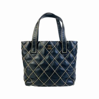 シャネル(CHANEL)のCHANEL シャネル ワイルドステッチ  カーフスキン ハンドバッグ ブラック A-2164(ハンドバッグ)