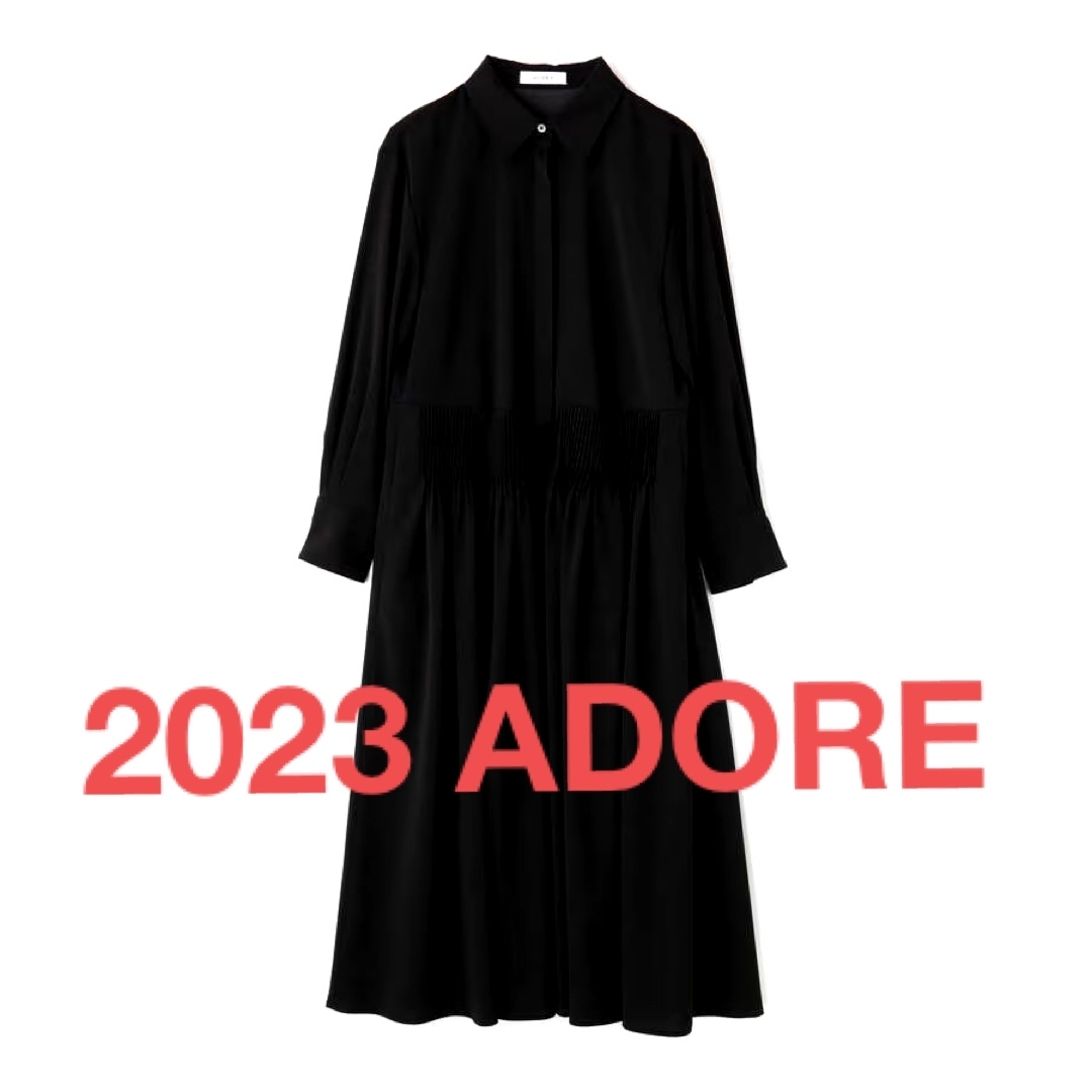 ADORE(アドーア)の2023美品★アドーア クリアドライシャツワンピース★ウォッシャブル/黒 レディースのワンピース(ロングワンピース/マキシワンピース)の商品写真