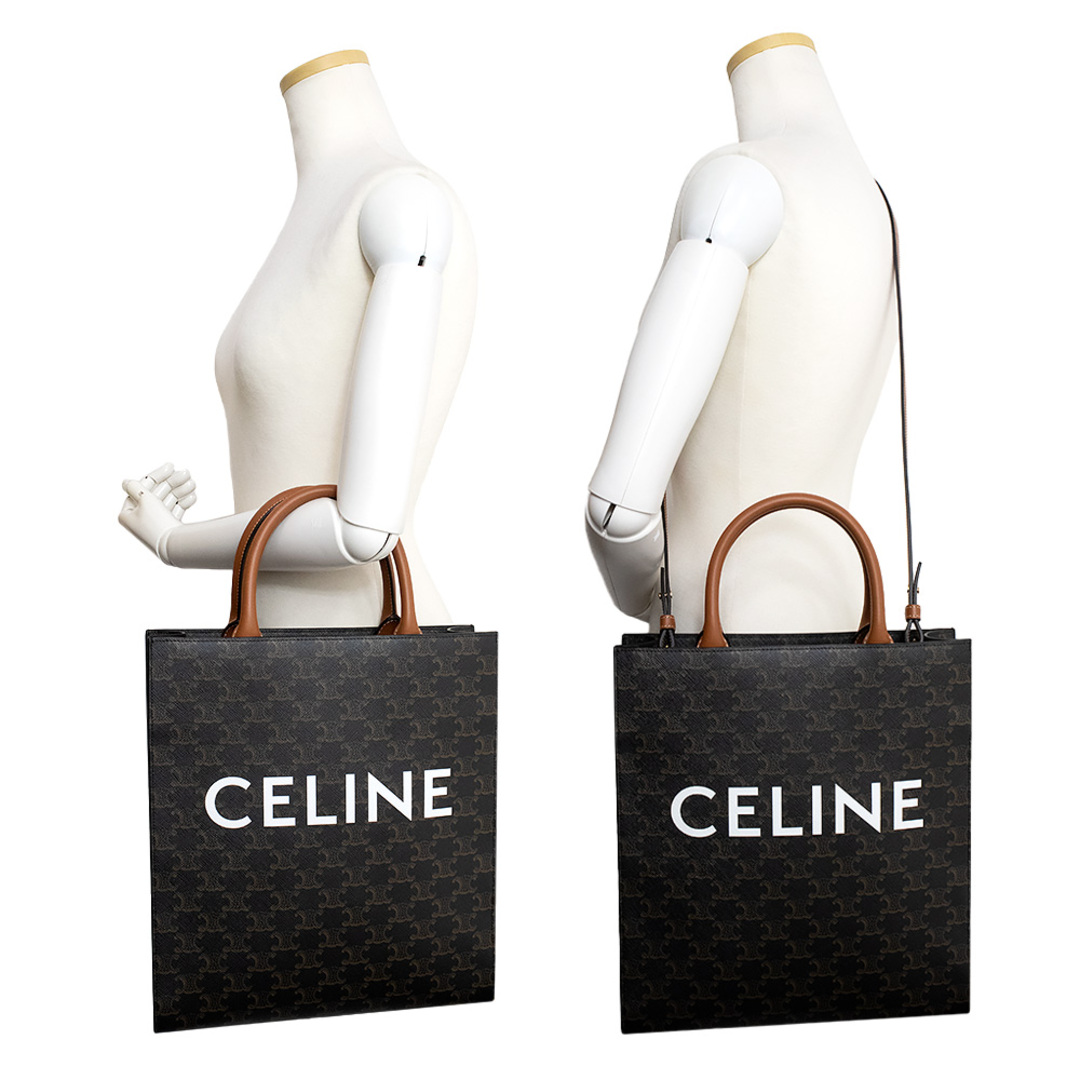 celine(セリーヌ)のセリーヌ セリーヌ CELINE スモール バーティカル カバ 2way ショルダー ハンドバッグ 斜め掛け トリオンフキャンバス カーフスキン レザー タン ブラウン 茶 ゴールド金具 191542 CELINE（新品・未使用品） レディースのバッグ(ハンドバッグ)の商品写真