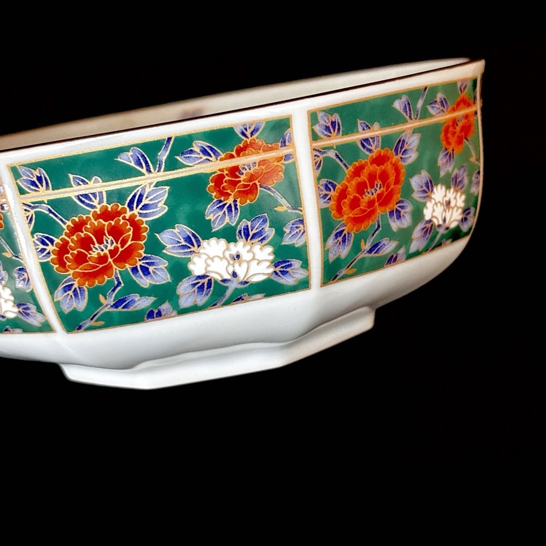 美濃焼 - *【未使用品】美濃焼 吾山窯 絵変り 八角中鉢 5客 美濃焼 - *【未使用品】美濃焼 吾山窯 絵変り 八角中鉢 5客