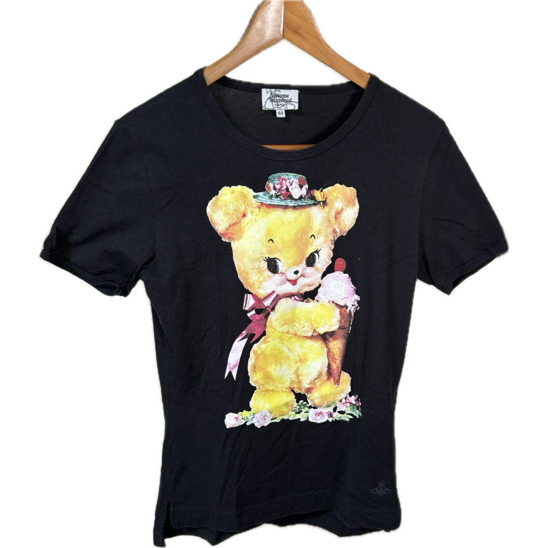 Vivienne Westwood(ヴィヴィアンウエストウッド)のヴィヴィアンウエストウッド メン Tシャツ 黒 ブラック 古着 used クマ メンズのトップス(Tシャツ/カットソー(半袖/袖なし))の商品写真