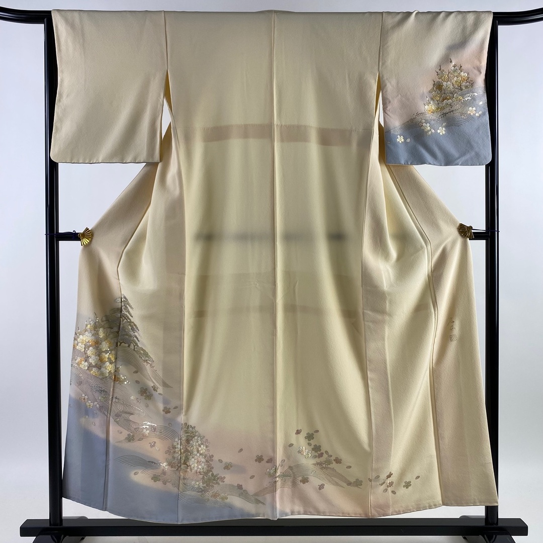 色留袖/5点セット1つ紋】黄鼠色、草色系 桜柄 色留袖/5点セット1つ紋】黄鼠色、草色系 桜柄
