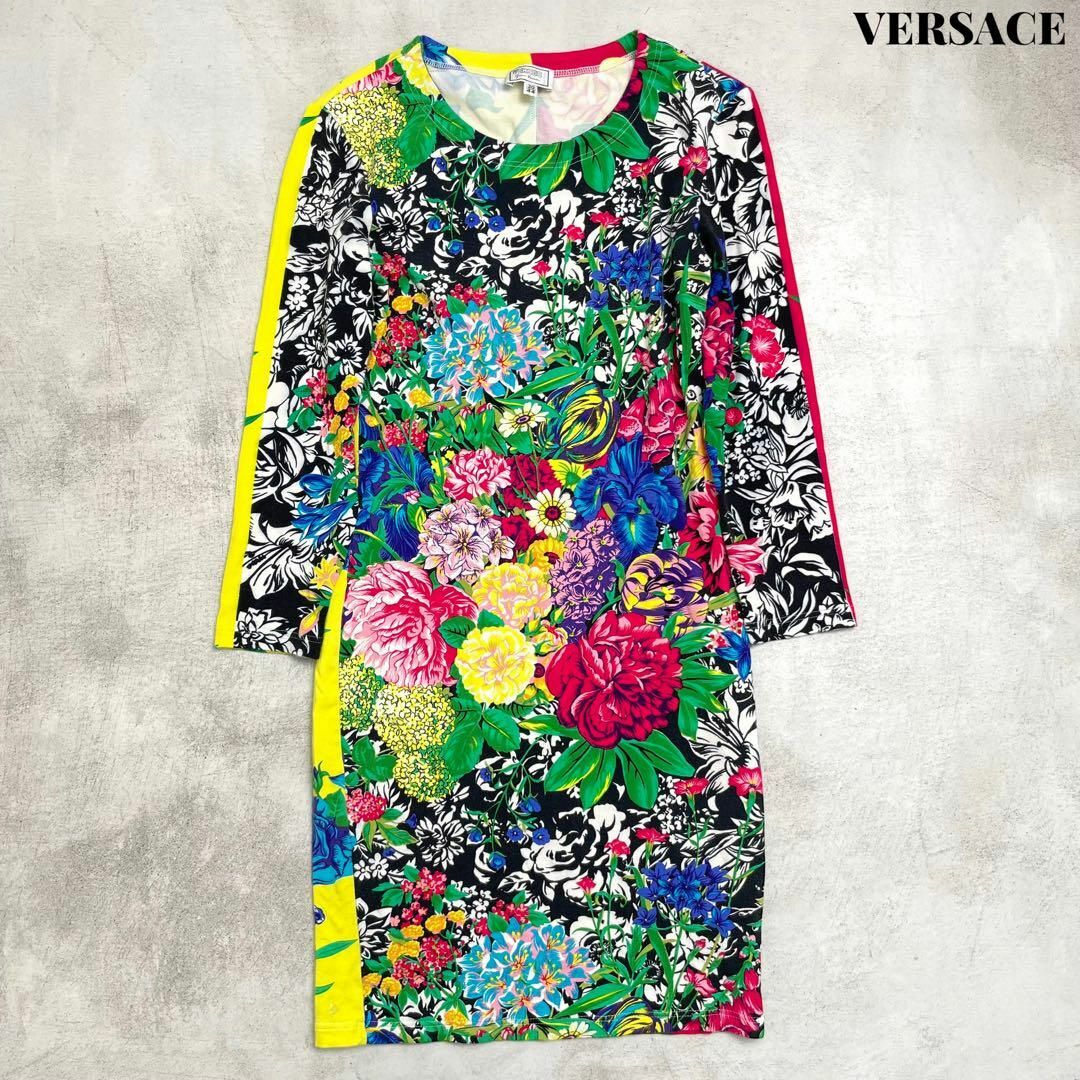 【90s】Gianni Versace ヴェルサーチ 花柄 ワンピース 名作 レディースのワンピース(ひざ丈ワンピース)の商品写真