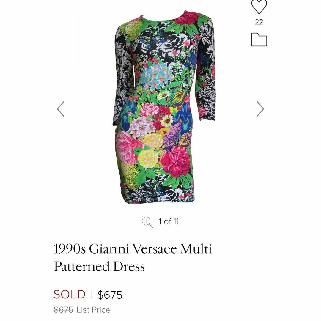 【90s】Gianni Versace ヴェルサーチ 花柄 ワンピース 名作 レディースのワンピース(ひざ丈ワンピース)の商品写真