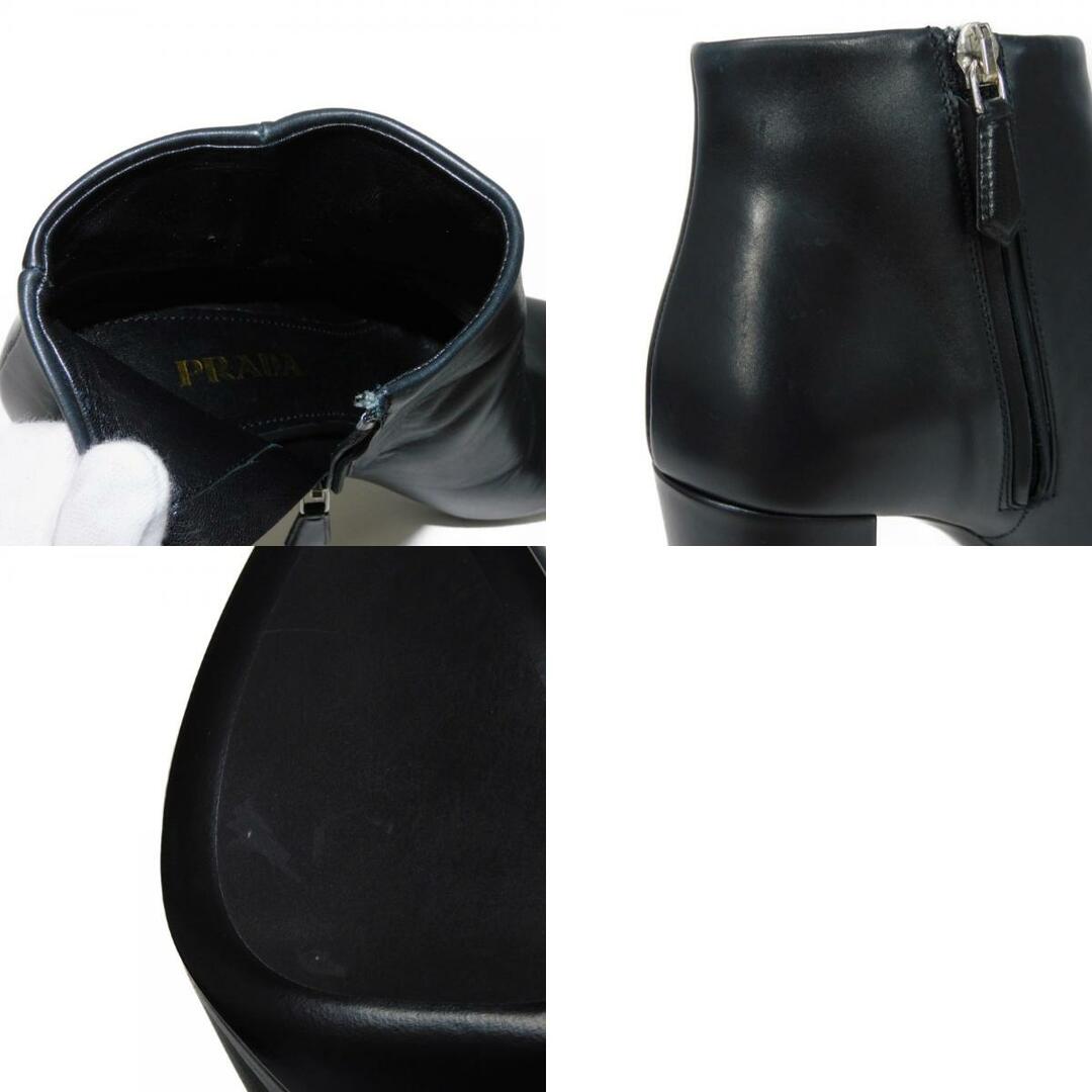 PRADA(プラダ)のPRADA プラダ ブーディー 36 1/2 ブラック ショート サイドジップ ヒール 23.5cm ロゴ メタル ネロ ブーツ 1TP207 レディースの靴/シューズ(ブーツ)の商品写真